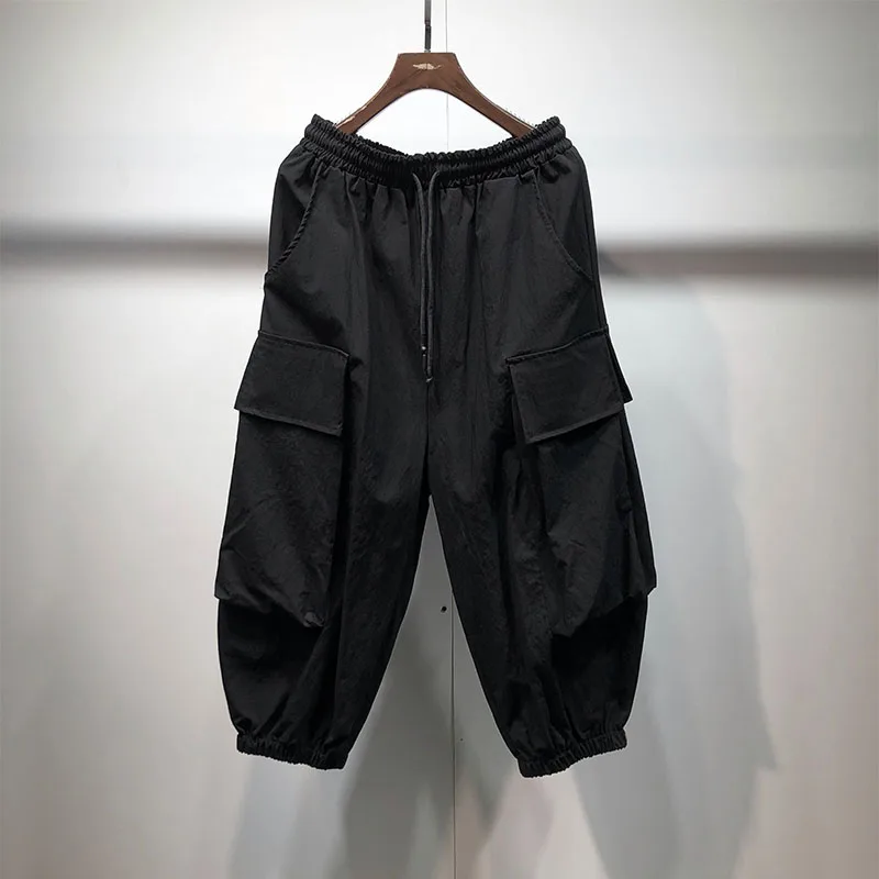 Men's Summer Cargo Pants Loose And Slim Leggings Yamamoto Bloomers Capris Pants Solid Color And Large Size Casual Pants
