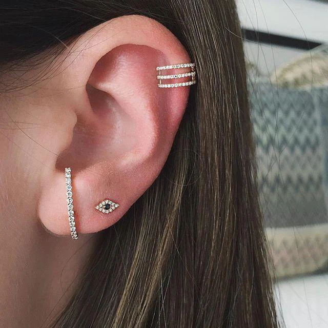 New Design Fashion Charm CZ crystal Stud earrings Geometric long bar Shiny rhinestone big earring 925 silver jewelry women