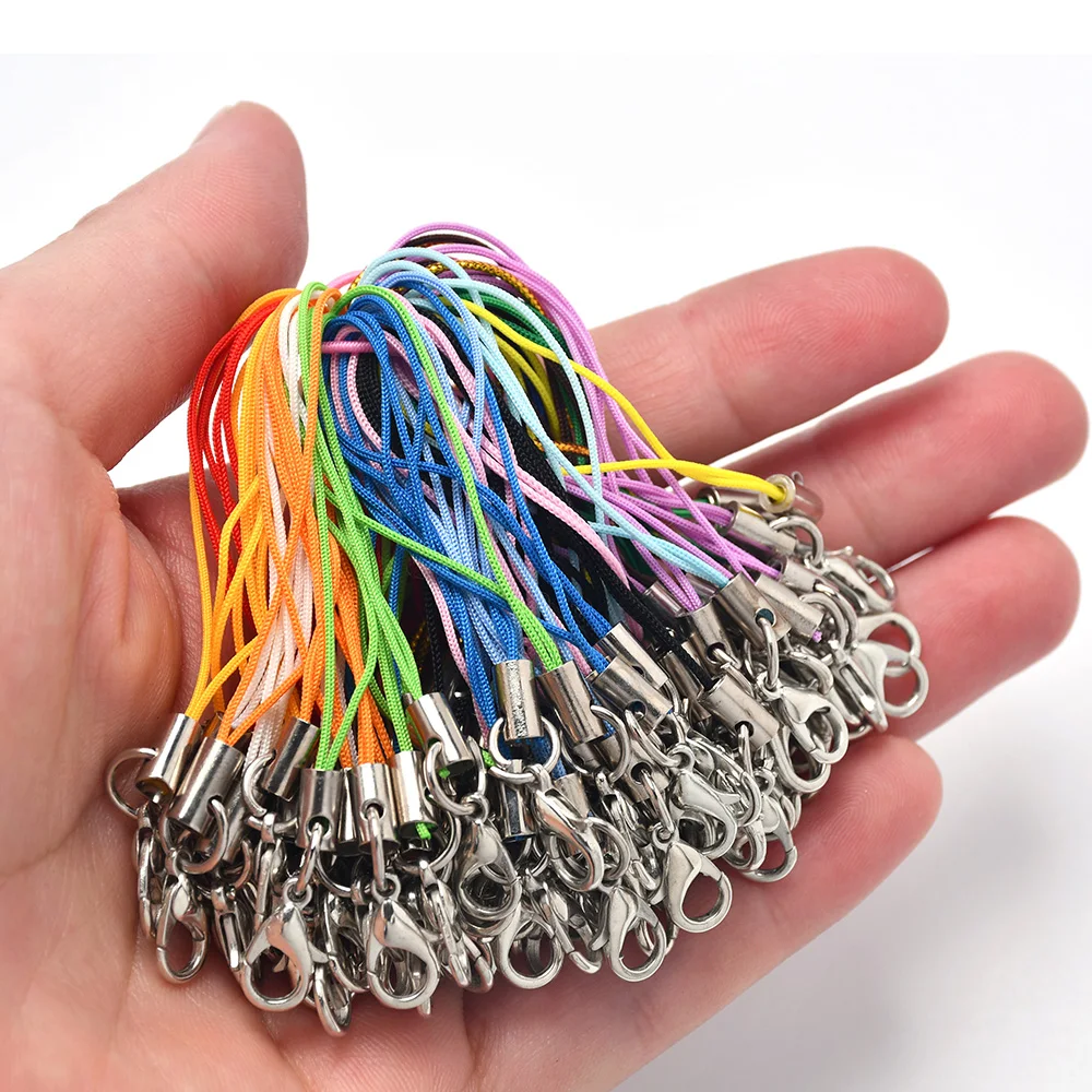 50-100 Stück Schwarze Schlüsselband-Schnur Lanyard Lariat-Schnur mit Karabinerhaken Schlüsselanhänger Haken Handy-Set Schmuckzubehör – Detail 5