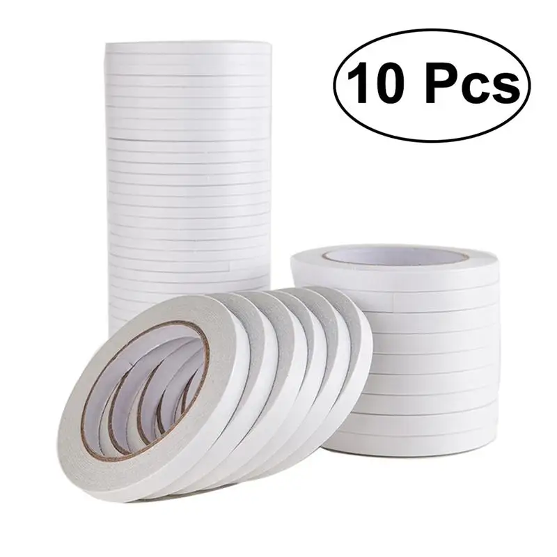 10Pcs 8M Double Sided Tape White Super Strong Making Tape Paper Strong Ultra Thin High Adhesive Cotton