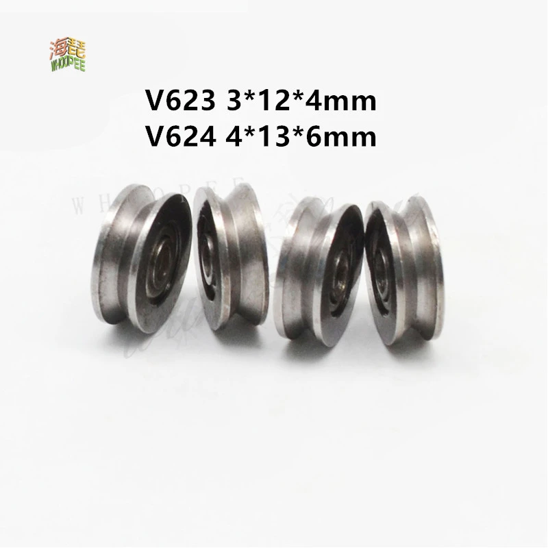 5pcs/lot V623ZZ V624ZZ Groove Roller Wheel Ball Bearings 3*12*4 mm  4*13*6mm  Embroidery Machine Pulley Bearing