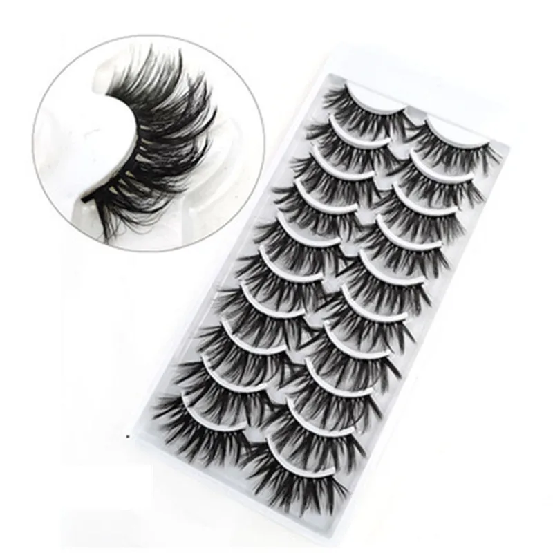 

10pairs Natural Looking False Eyelashes 3D Multilayer Lashes Asian Handmade Reusable Fake Lashes Extension Eye Makeup Supplier