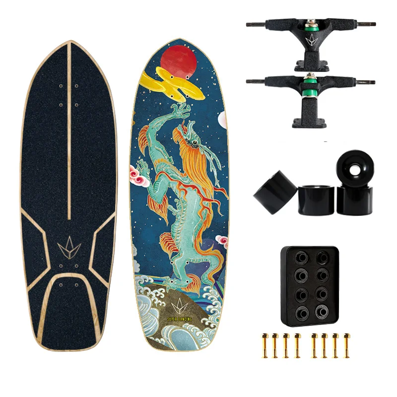 

Land Surfboard Skateboard Upgrated Bamboo Fiberglass Anti-Scratch Steering Bracket Surfing Longboard 2.5 Professional