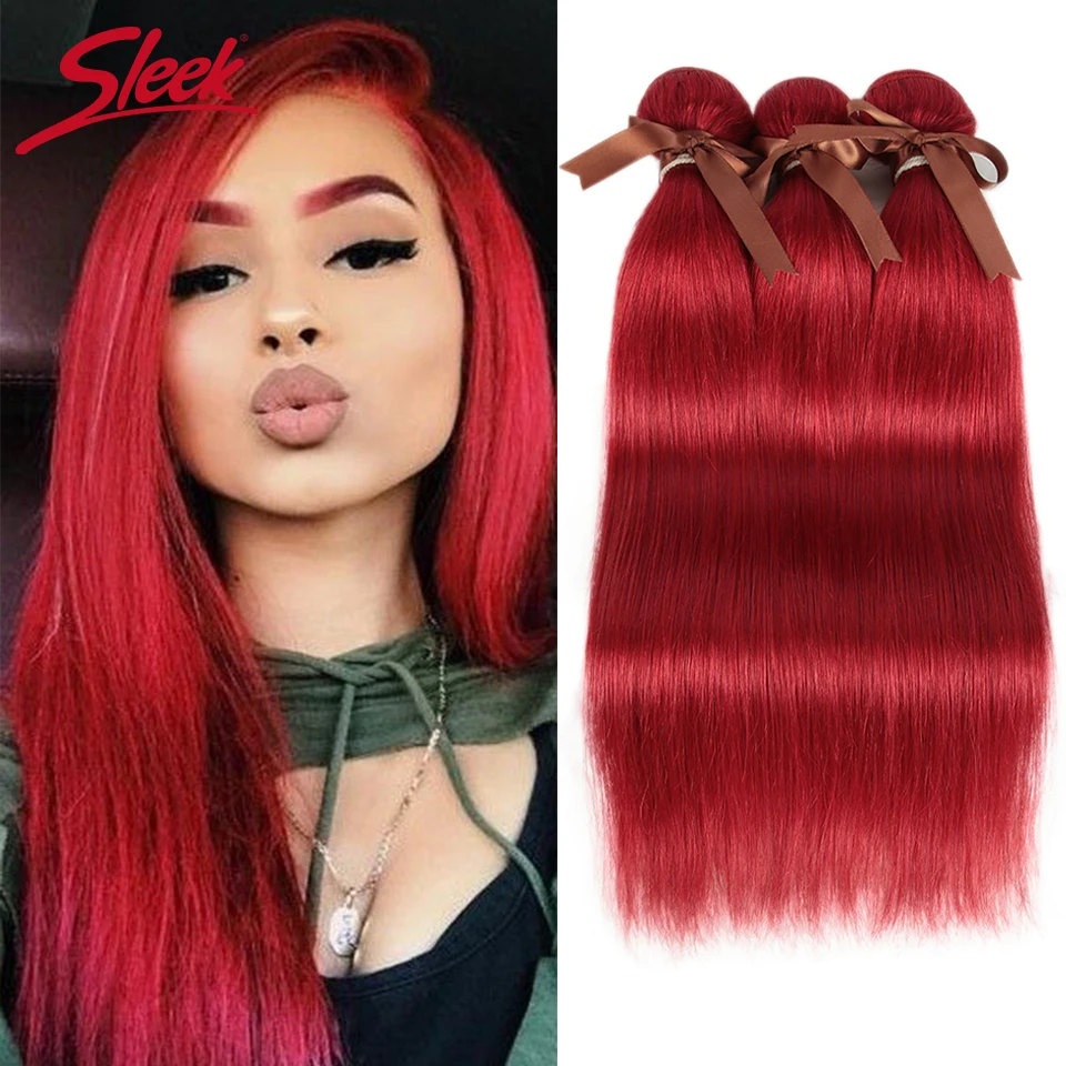 Sleek Rot Gerade Brasilianische Haarwebart Bundles Deal Menschenhaar Verlängerung Anbieter 8 Zu 28 Zoll Remy 100% Menschliches Haar bundles