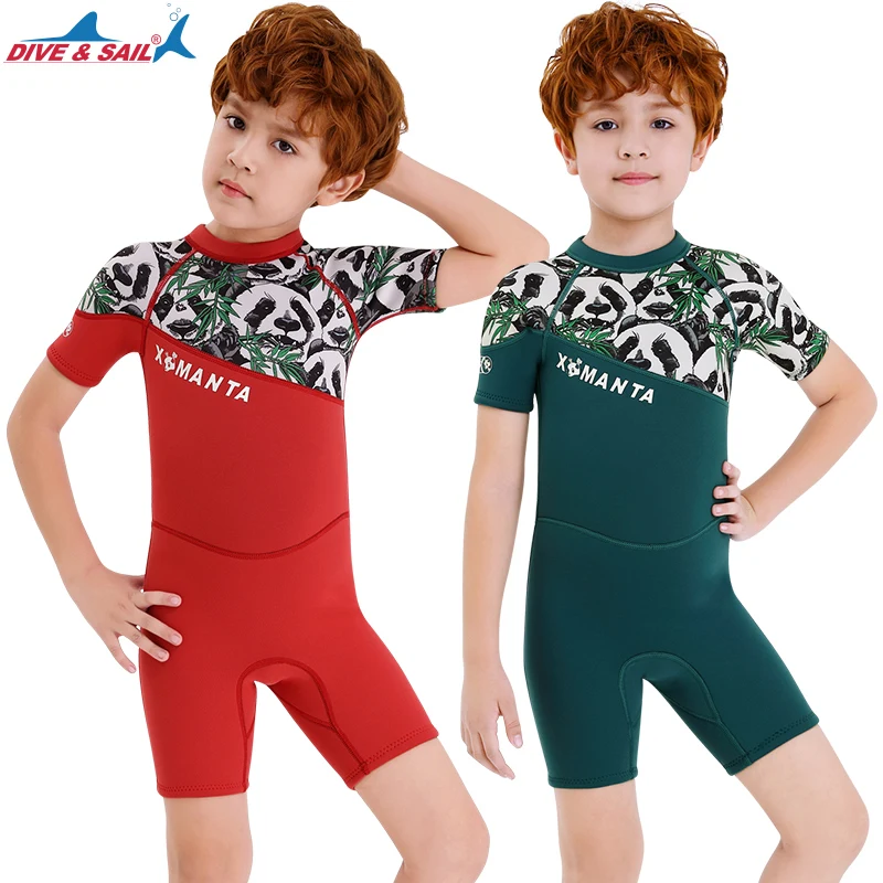 Kids 2.5 MM SCR Neoprene Elastic Boys Wetsuit Short Diving Suit Thermal Anti-Jellyfish Children's Beach Snorkeling Swimsuit