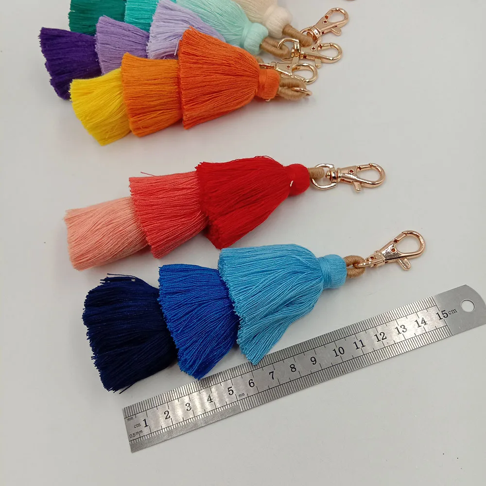 Fashion Rayon Tassel Keychain 16cm DIY Bag Hanger Home Decor Accessory