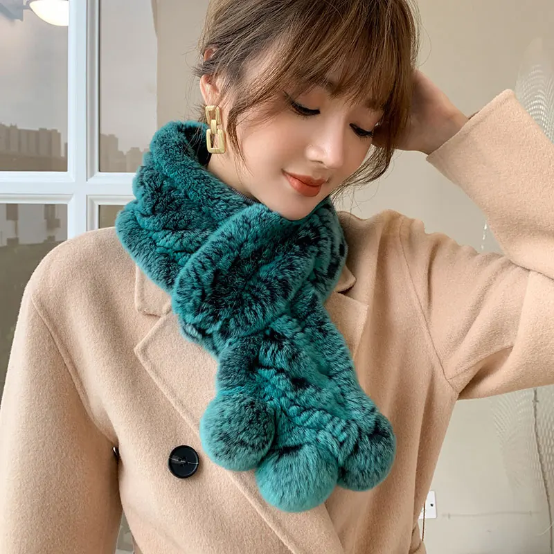 ZDFURS* rex rabbit fur double-sided woven fur scarf women to keep warm in winter real fur collar fur collar