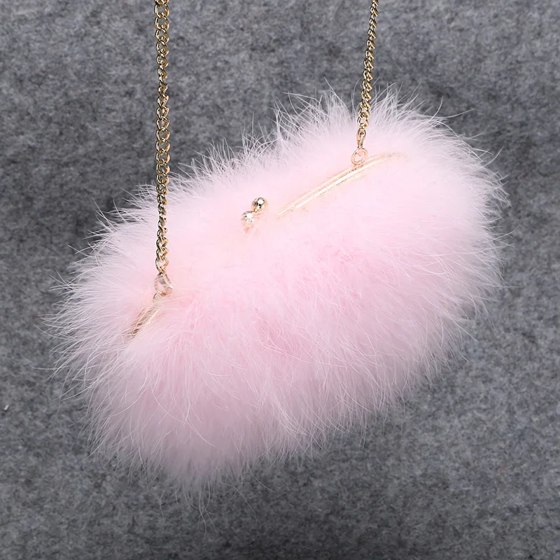 accessorize real ostrich feather bag wedding occasion fluffy fur bag cross body women bag B17