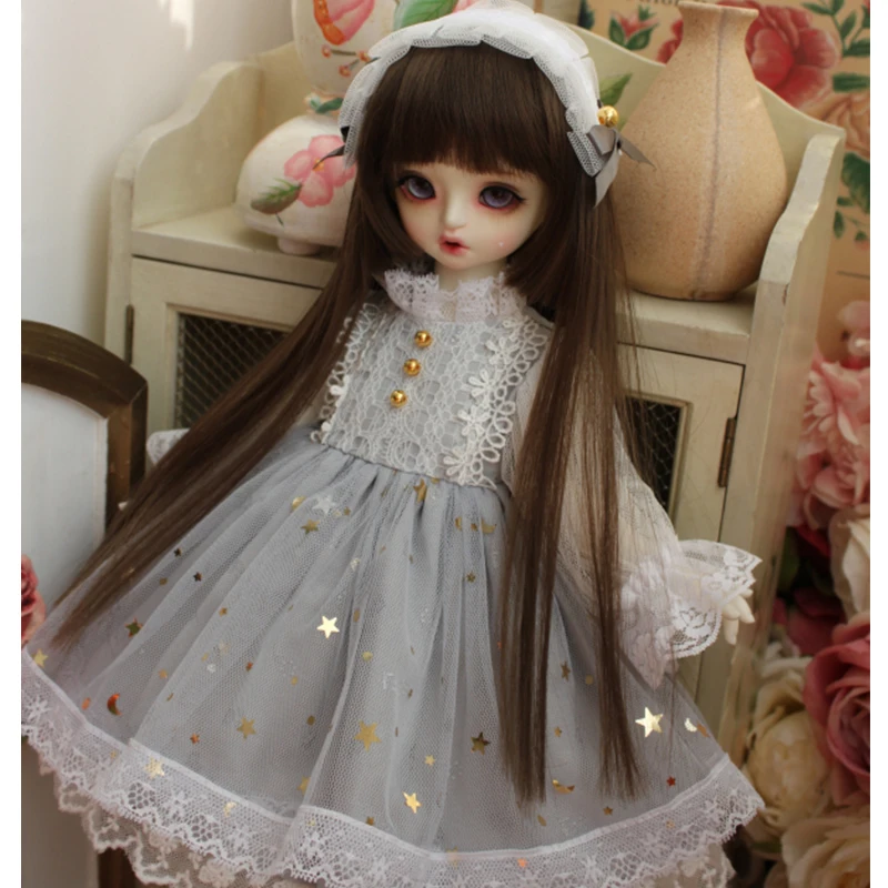 

Doll clothes BJD princess dress with stars gray color dress for 1/6 1/4 1/3 BJD SD doll Blyth doll accessories