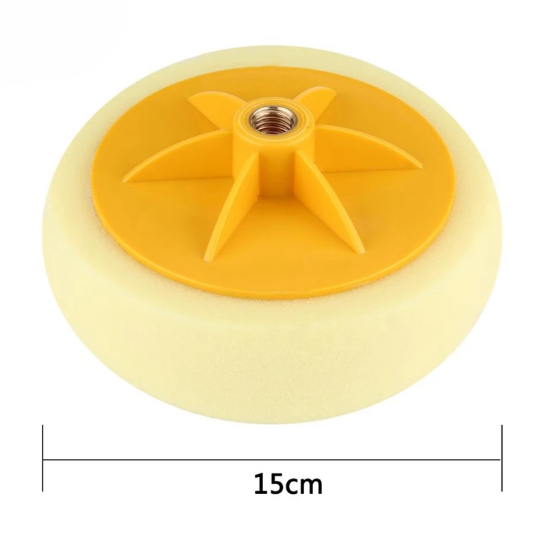 6 Inch/15Cm Car Polishing Waxing Pad Sponge M14 Wheel Polishing Waxing Pad Kit Tool For Car Polisher Yellow