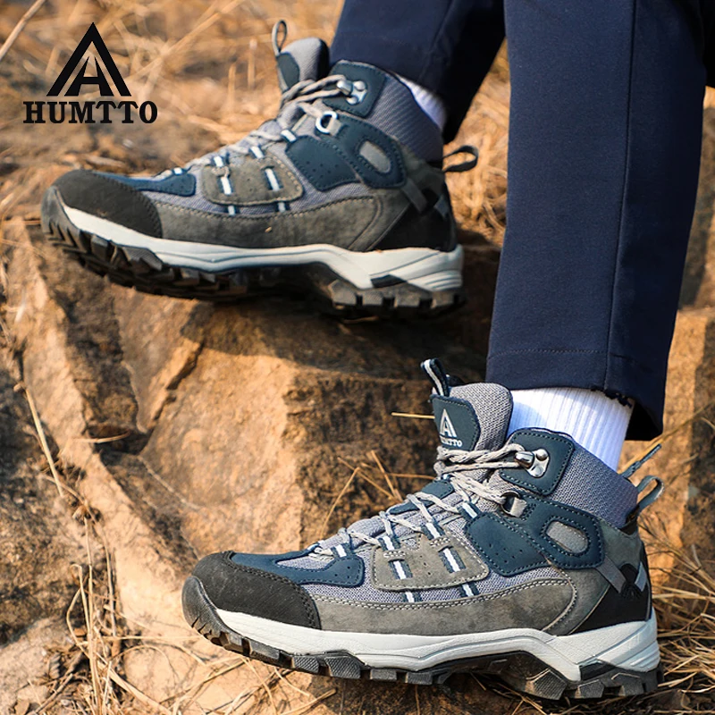 HUMTTO Waterproof Hiking Shoes Men Genuine Leather Trekking Boots Women Ankle Boots Hunting Shoes Mountain Boots Tactical Shoes