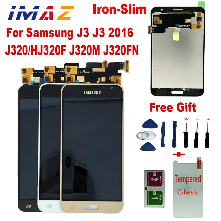 IMAZ Iron Metal LCD For Samsung Galaxy J3 2016 J320 J320F J320H LCD Display+Touch Screen Digitizer Assembly For J3 J320FN LCD