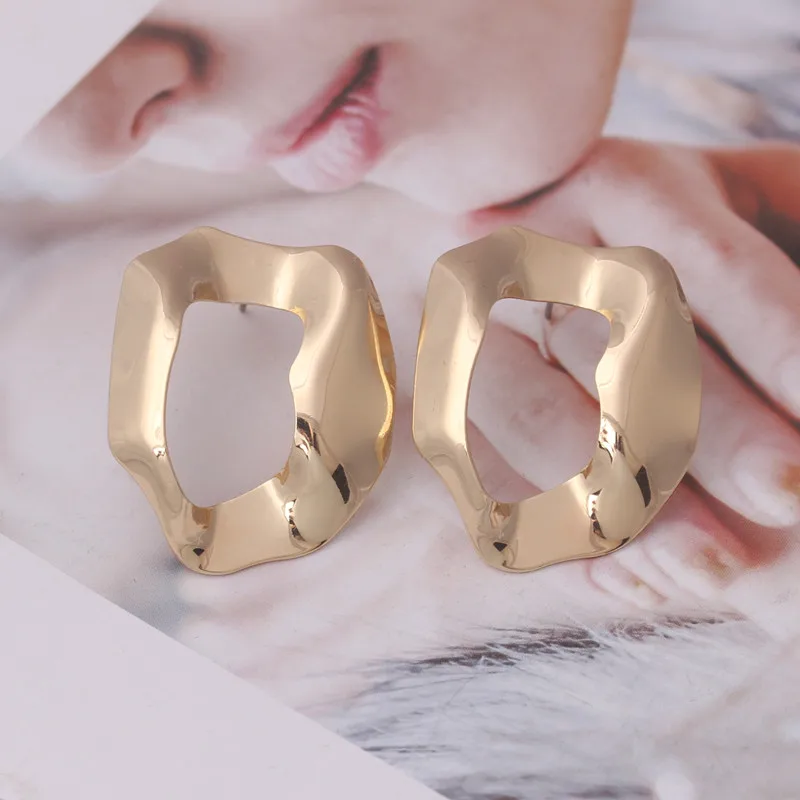 New Irregular Geometric Statement Drop Earrings for Women Hollow Square Metal Dangle Earrings Brincos Oorbellen