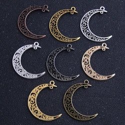 6pieces/lot 30*39mm Eight Colors Vintage Metal Alloy Hollow Moon Charms Jewelry diy Pendants Findings