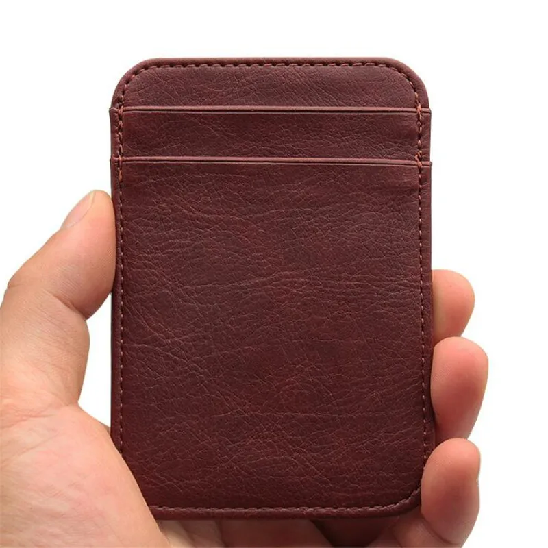 PU Leather Men Wallet Brown Coin Purse Small Mini Card Holder Male Wallet Pocket Thin Purses Money Bag Slim Wallet ID Card Case