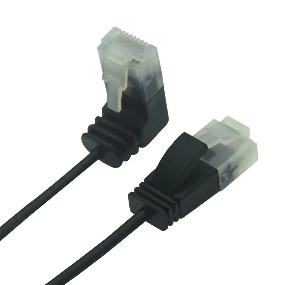 Superfine Ultra cienki kabel Ethernet Cat6 RJ45 prawy lewy w górę w dół 90 stopni kąt UTP przewód sieciowy Cat6a Lan krótki kabel