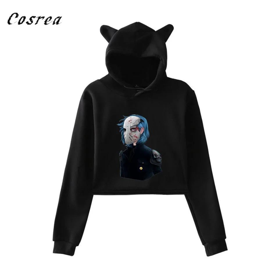 2019 Sally Face Cosplay Costume fashion Pullover Tops Girls Summer Hoodies Sweatshirt Sexy Cropped Hoodies plus Size 2XL Women