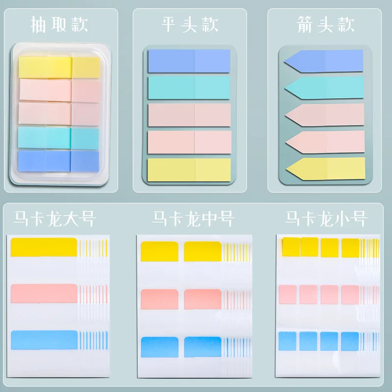 Morandi Kleur Sticky Notes Index Label Stickers Tearable Waterdichte Memo Pad Notebook Planner Bookmark Briefpapier