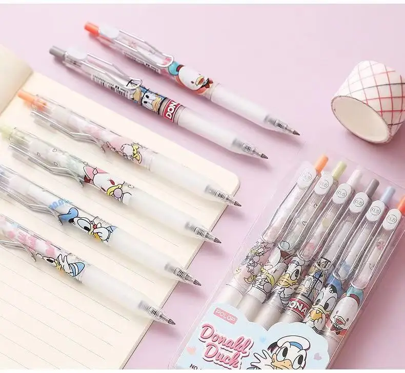 48pcs/batch Disney cartoon gel pen Korean cute ballpoint pen black ink office signature pen simple and fresh writing pen gift