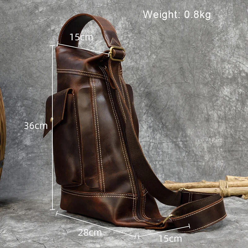 Vintage Genuine Leather Mens Backpack Crazy Horse Leather Unique Daypack Big Capacity Rucksack Riding bag for male Travel bags