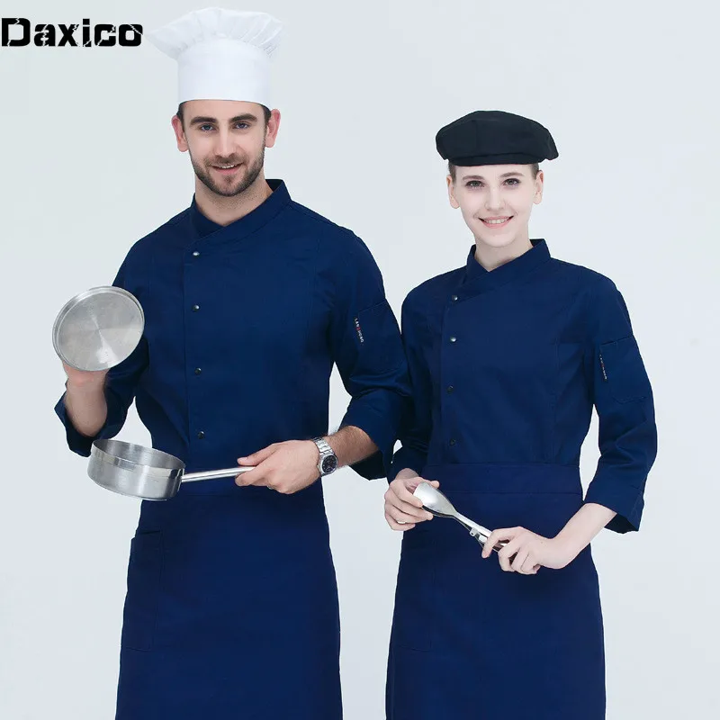 Long Sleeve Hotel Kitchen Chef Jacket Women Cafe Food Service Cook Wear Restaurant Chef Uniform Catering  Waiter Jacket Overalls