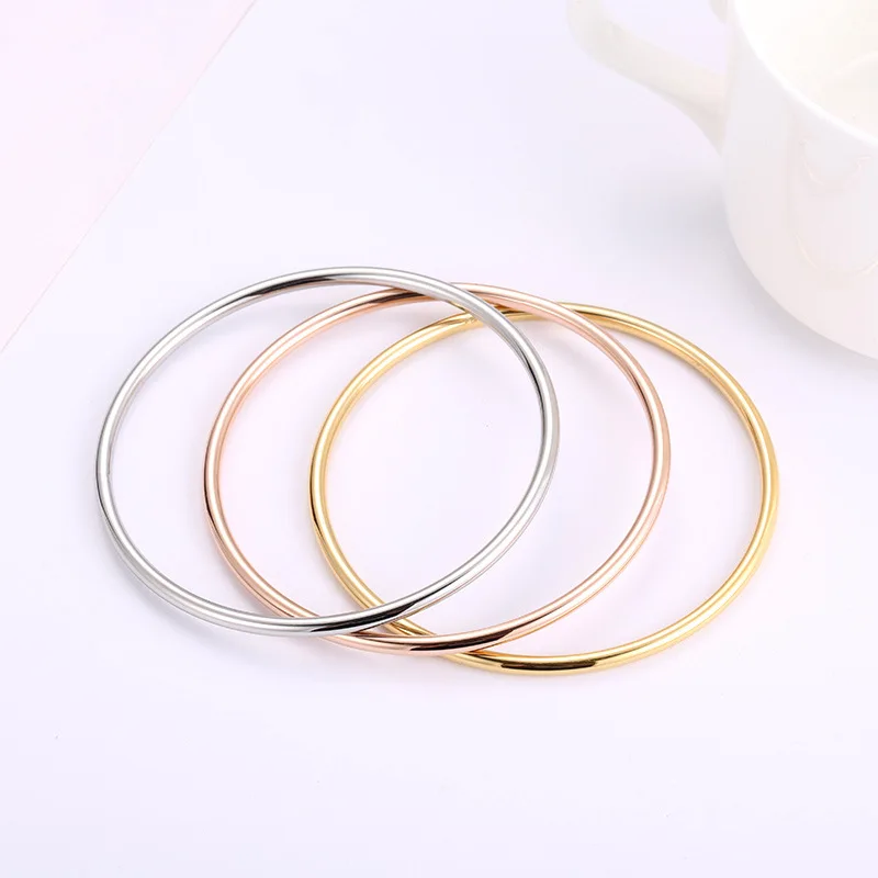 Fashionable stainless steel 3 mm Simple Rose Gold Fashion Luxury Bracelets glaze Bracelets For Women Couple Jewelry