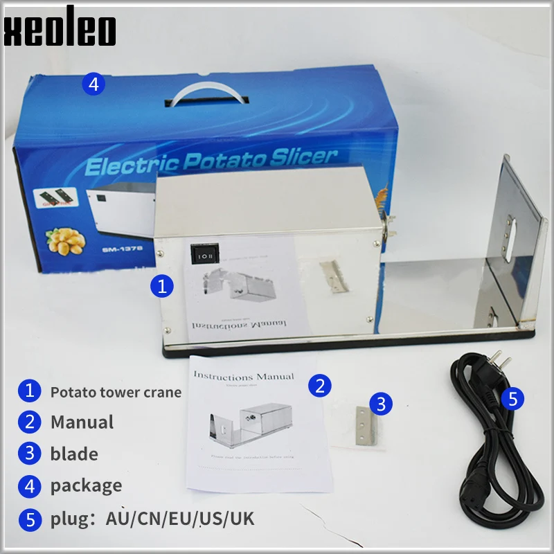 XEOLEO-máquina de torre de patatas fritas, torre de patatas, grúa eléctrica, máquina de hacer botones elásticos, ajuste giratorio