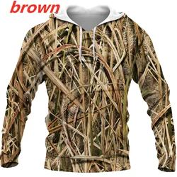 2024 Fashion Hunting Camo Hoodie Rainbow Leaves Weeds Camouflage Pattern 3D Print Sweatshirt Casual Long Sleeve Pullover