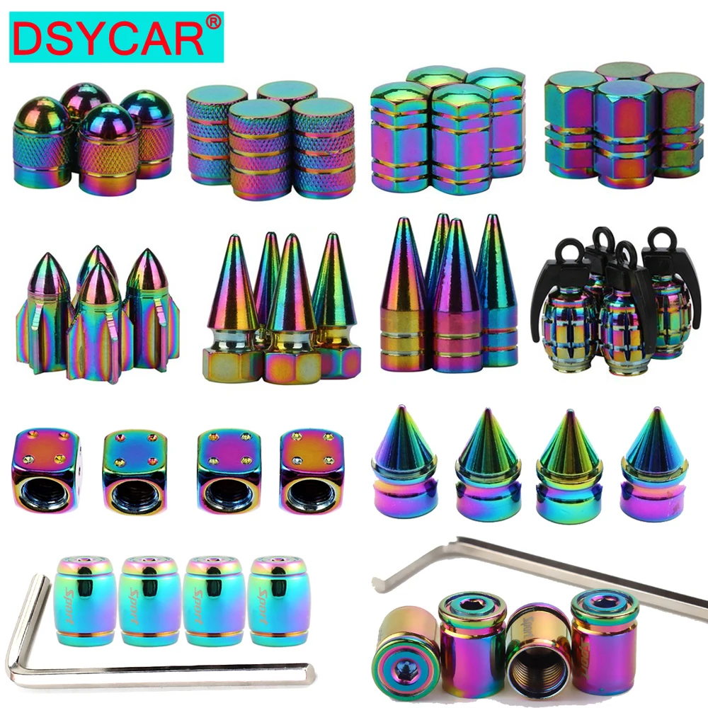 DSYCAR 4ชิ้น/เซ็ต Multicolor รถ Moto จักรยานยางวาล์วฝาสูบฝุ่นฝาครอบยางรถวาล์ว Stem Caps แต่งรถ