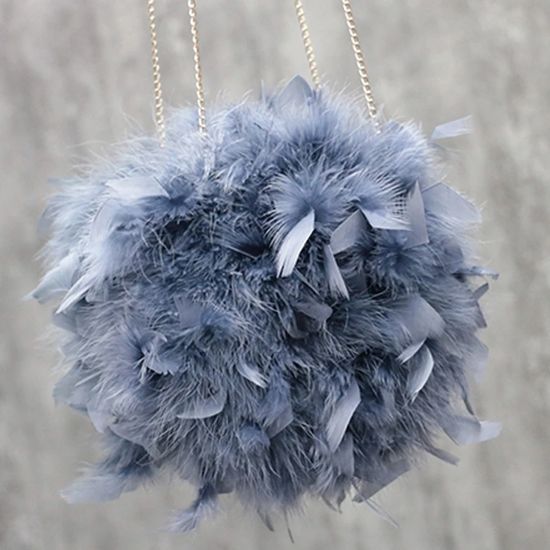 Real fire chicken feather multicolor handbag straddle  fashion wallet lovely pearl chain Ladies' cross shoulder bag handbag