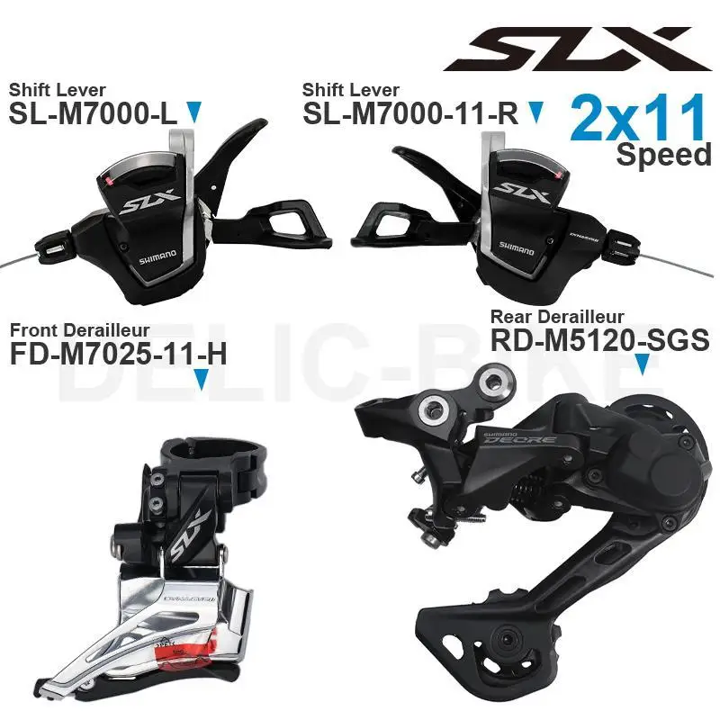 

Shimano SLX M7000 2x11v Groupset with SL-M7000 Shifter and FD-M7025 Front Rear Derailleur RD-M5120 2x11-speed Original Parts