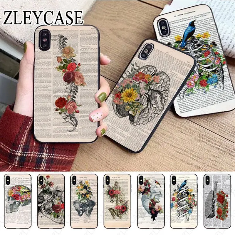 Human anatomy organ in art newspaper Phone Cover For iphone 13pro 14pro 15pro 12pro 11pro xs max 7 8 XR 12 15plus 13mini SE case