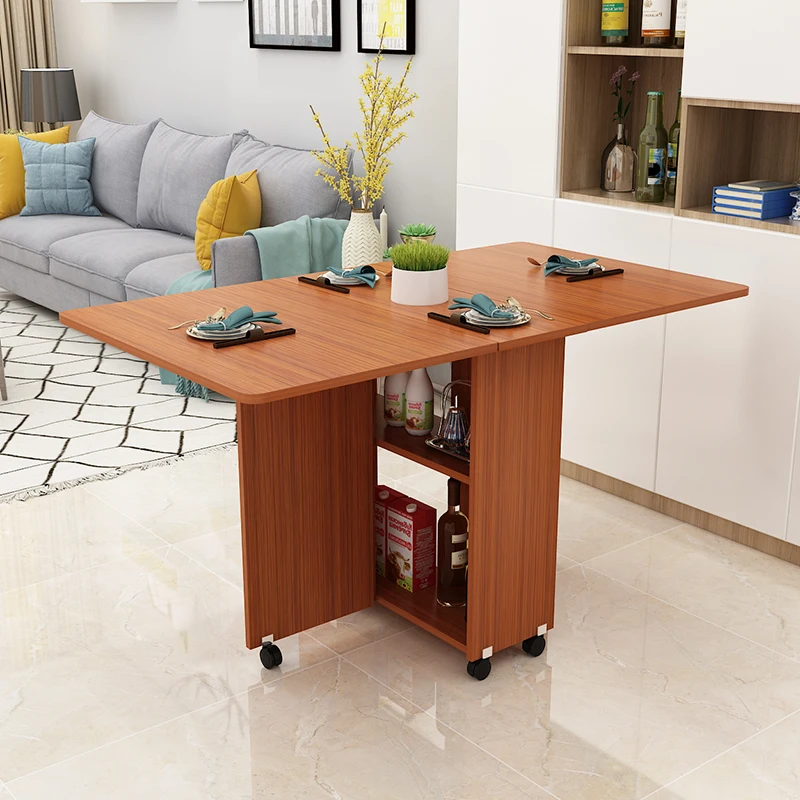 Folding Dining Table Modern Simplicity Multifunctional Movable Storage Kitchen Table Home Furniture Living Room Extendable Table