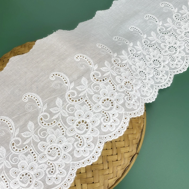 Hot sale diy handmade accessories lace off-white cotton embroidered flower cloth curtain width 21cm