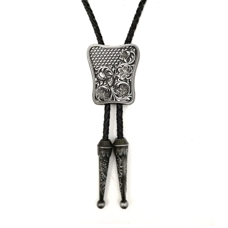 

Vintage Antique Silver Indian Art Western Flowers Rodeo Bolo Bola Tie Unisex for Men Women Novelty Necktie Wedding Guest Gifts