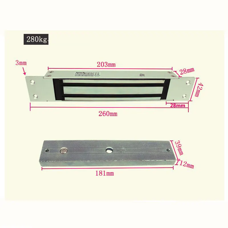 Imagem -03 - Elétrica Fechadura Magnética dc 12v 24v Única Porta Eletromagnética Fechadura da Porta Controle de Acesso em Lock 280kg 600lbs