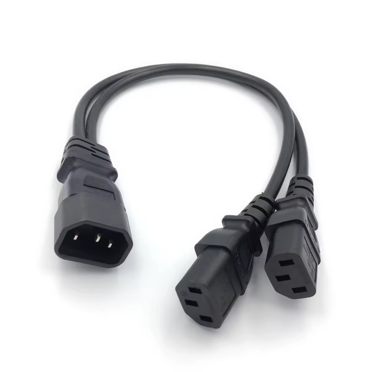 30CM Power Y Type Splitter Adapter Cable Single IEC 320 C14 Male to Dual C13 Female Short Cord for Computer host display