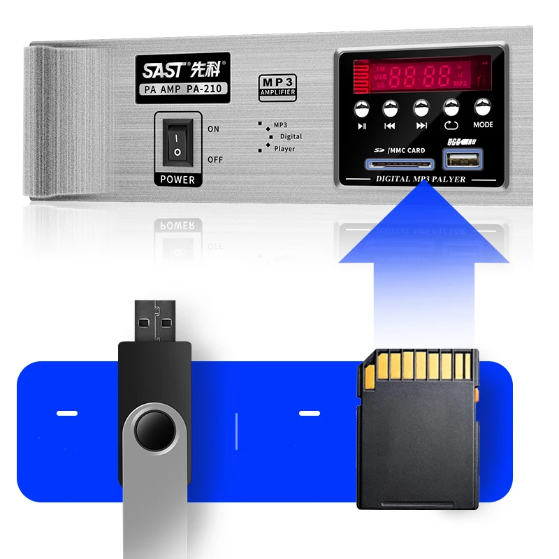 Amplificatore ad alta potenza da 300W PA-212 amplificatore di potenza domestica altoparlante professionale a tensione costante Bluetooth con riproduzione di schede USB/SD