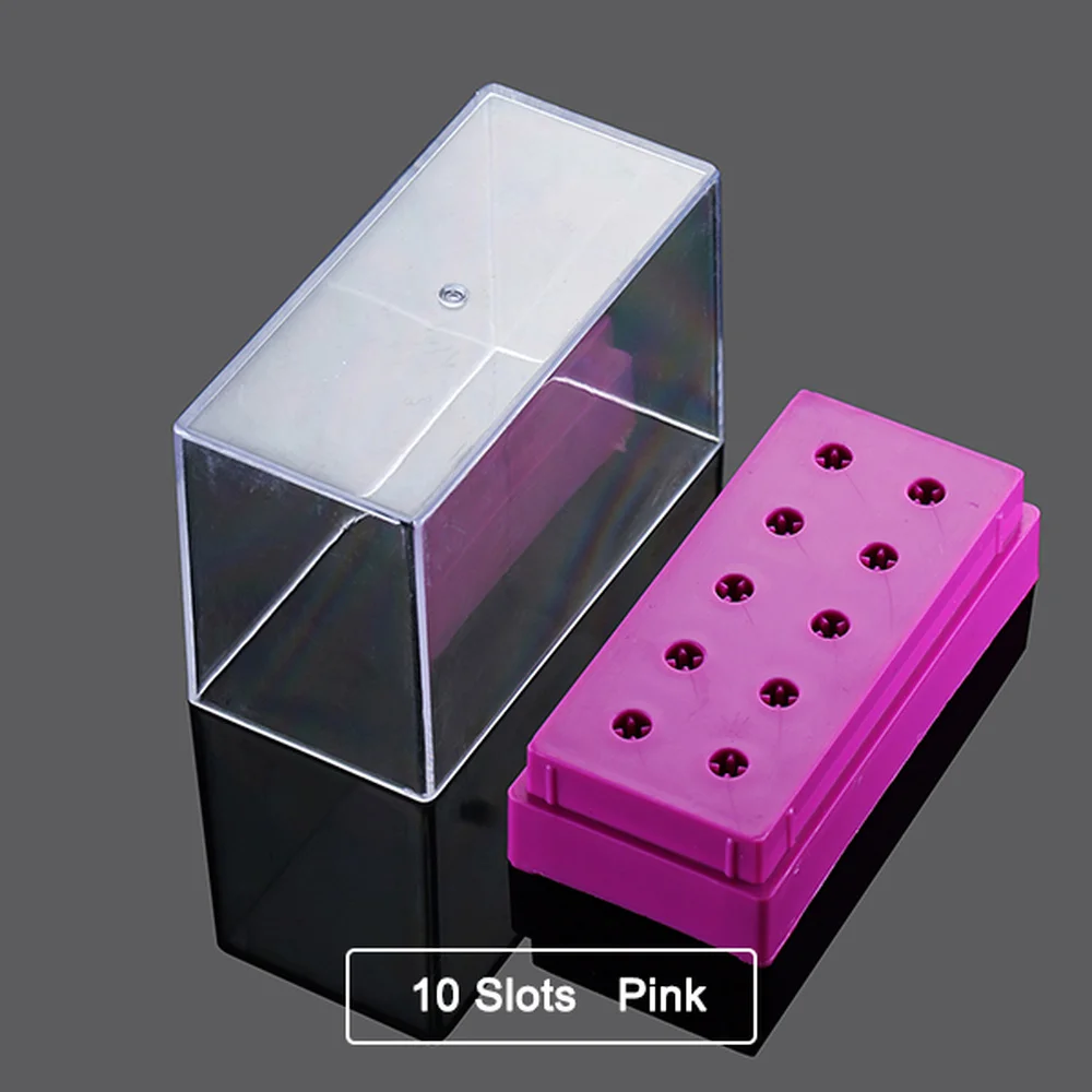 6/10/14/30 Holes Nail Drill Bits Holder Empty Storage Box Manicure Milling Container Cuticle Accessories Acrylic Cover Tools