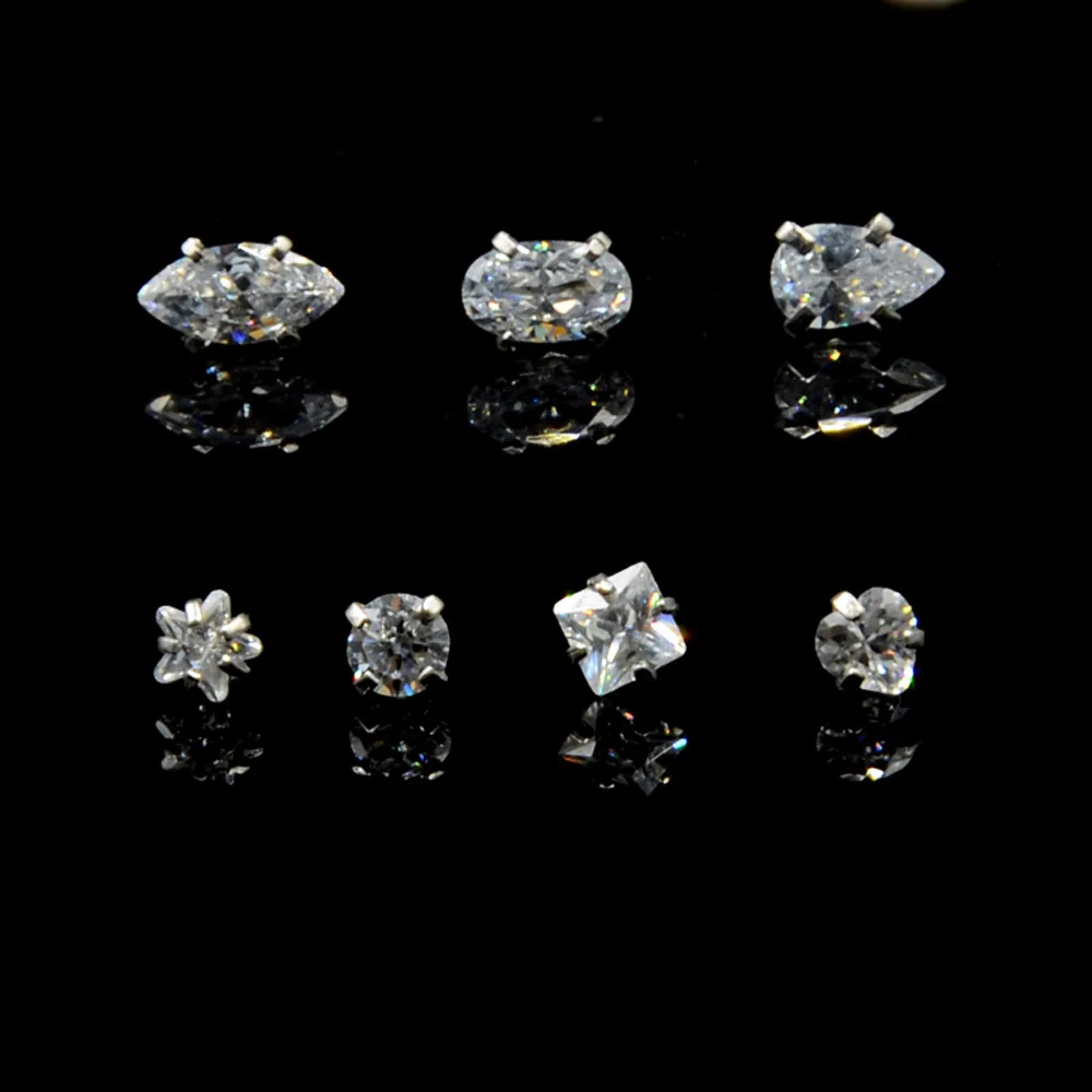 1Pc Bioplast Flexible 16G  6/8mm Ear Cartilage Tragus Piercing Body Jewelry Push-in Labret Lip Stud with Press Fit Steel Zircon