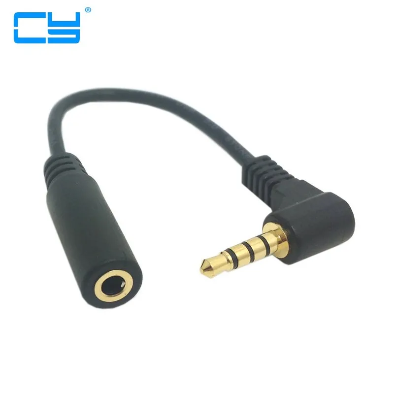 

90 degree right angled 3.5mm 4 poles Audio Stereo Male to Female Extension Cable 20cm Black