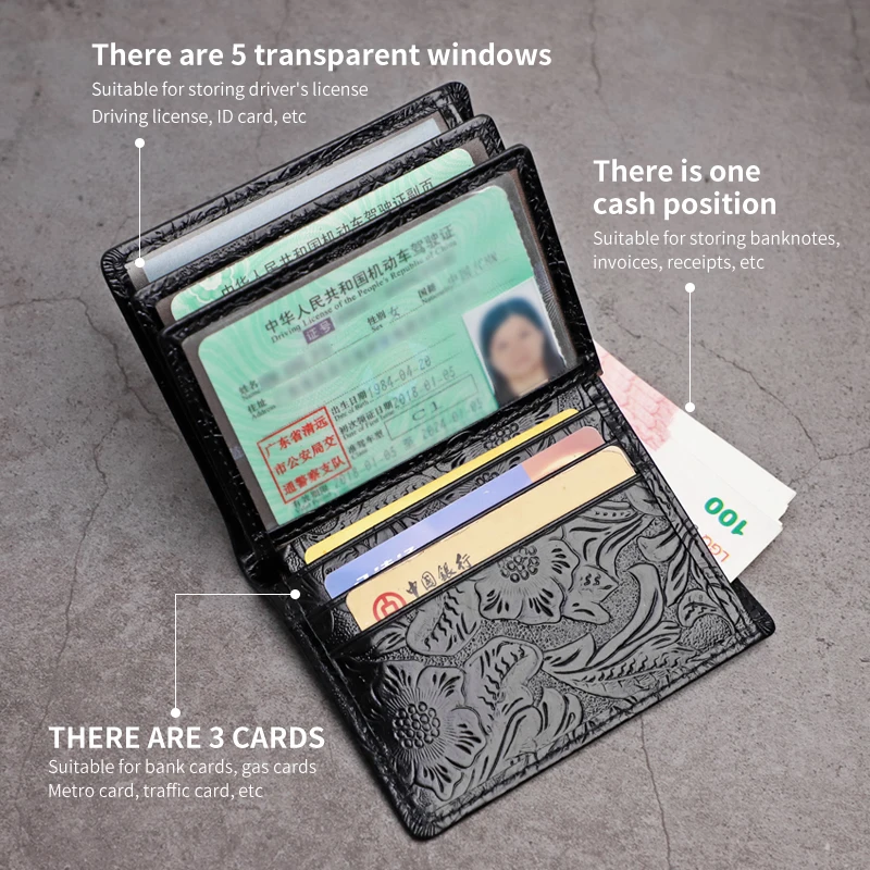 Genuine Leather Driver License Holder Handmade Car Auto Document Slot Wallet Card Holder Coin Purse For Men, Women