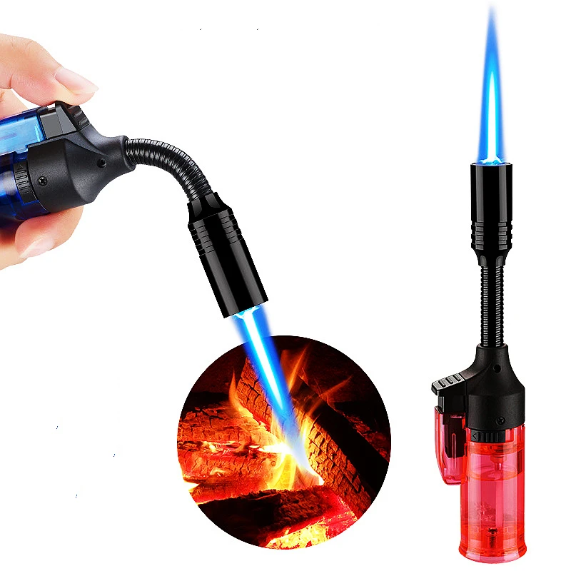 Portable Windproof Outdoor BBQ Lighter Jet Long Hose Torch Lighter Butane Gas Kitchen Igniter Pipe Cigar Lighter Camping For Man