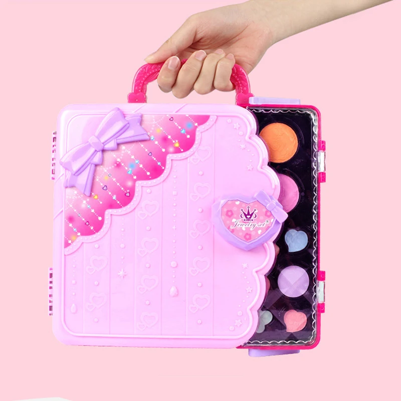 Kids Makeup Drawing Toys Multi-function Handle LED Painting Colorful Make up Cosmetics Suitcase Toy Drawing Board For Girls Gift