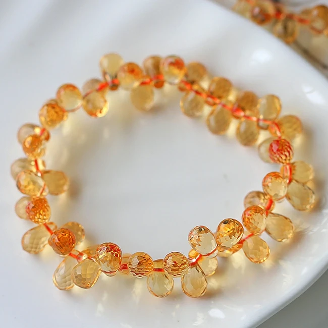 

Natural Yellow Citrine Crystal Cut Beads Women Bracelet Wealthy Stone Water Drop Citrine 6mm 7mm 8mm 9mm Gift AAAAA