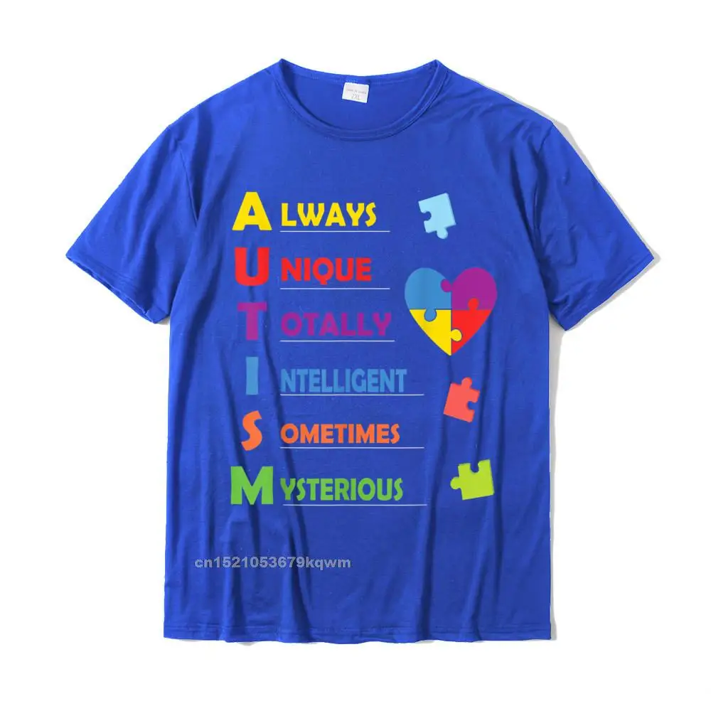 Autism Awareness Autism Acronym And Puzzle Piece T-Shirt Cotton Men\'s T Shirt Printed On T Shirt Coupons Party