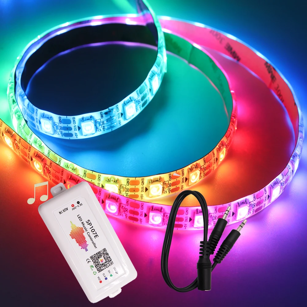 WS2812B WS2812 RGB Led Strip Light SP107E Bluetooth Music RGB Led Controller Kit 30/60LEDs/m DC5V