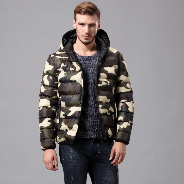 

2017 New Camouflage jackets Men Autumn Winter hooded Thicken Cotton padded coats Army Green Casual waterproof windproof Outwear