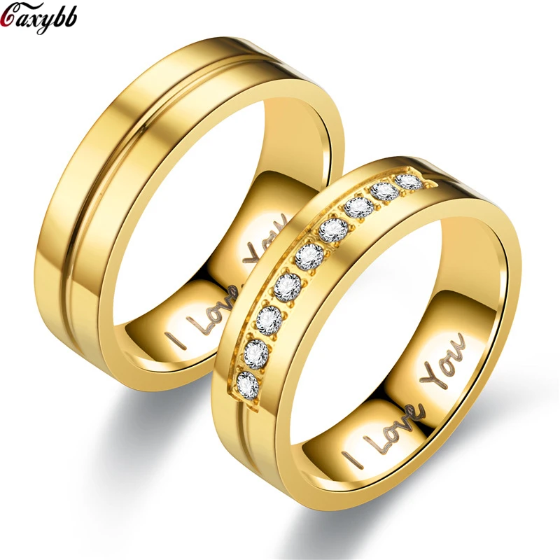 Wedding Rings for Women Men Couple Promise Band Stainless Steel Anniversary Engagement Jewelry Alliance Bijoux