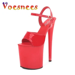 Voesnees Brand Women Heels Sexy Show Sandals 2021 Platform Lace-Up Stripers High Heels 15 17 20 CM Female Shoes Party Pole Dance